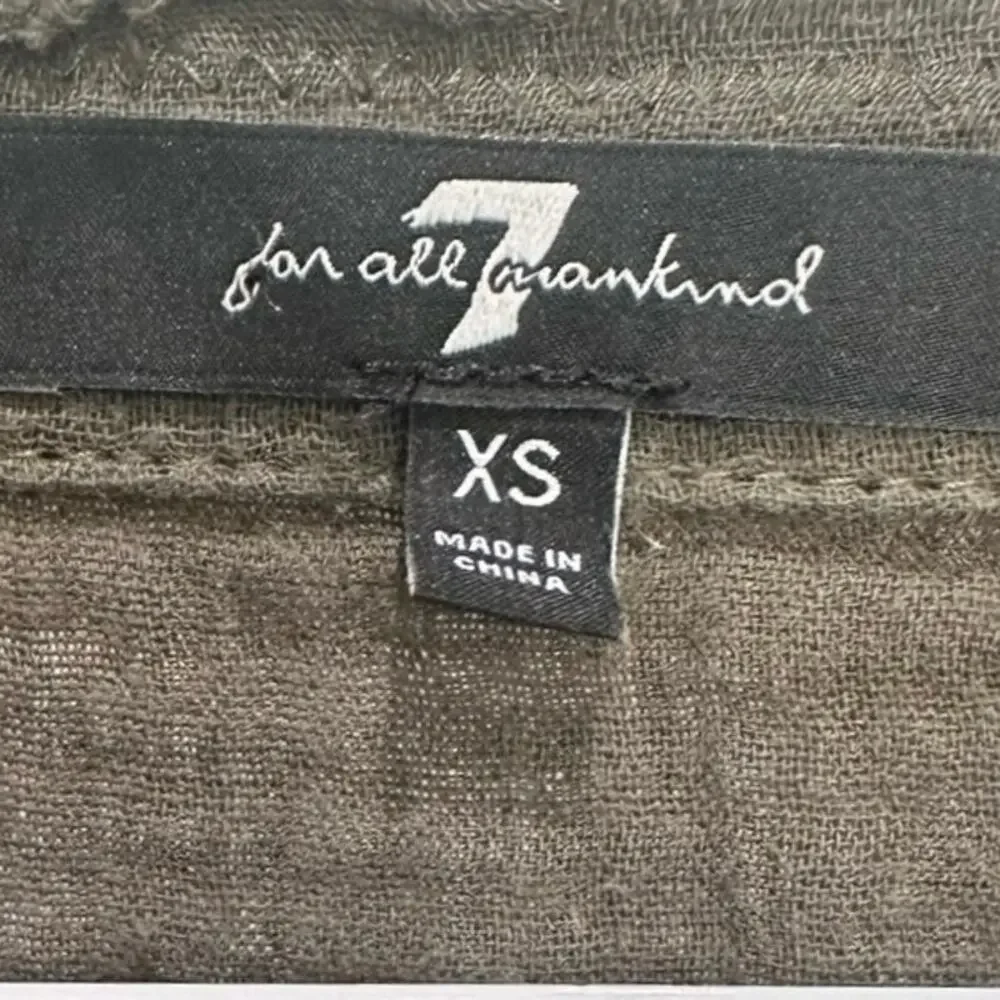 7 For All Mankind Green Henley Top Gauze Oversized Fit Women’s Size XS - Picture 4 of 7